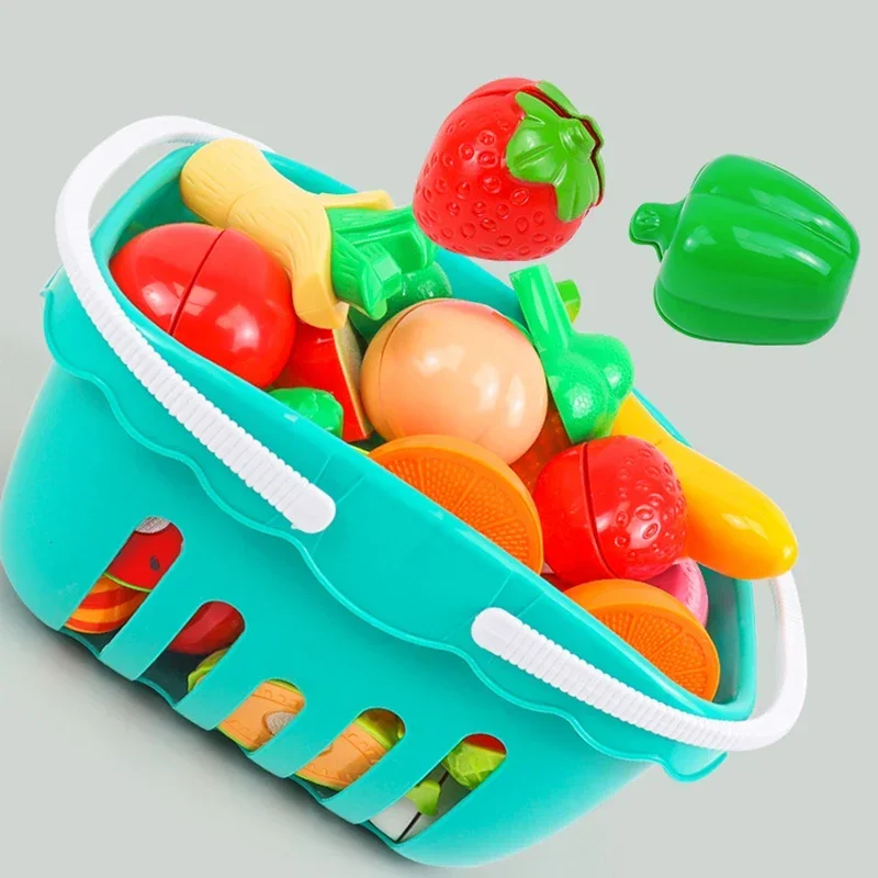 Cozinha jogar casa brinquedo conjunto simulação cesta frutas vegetais jogo de corte de alimentos educacional crianças montessori aprendizagem meninas brinquedo