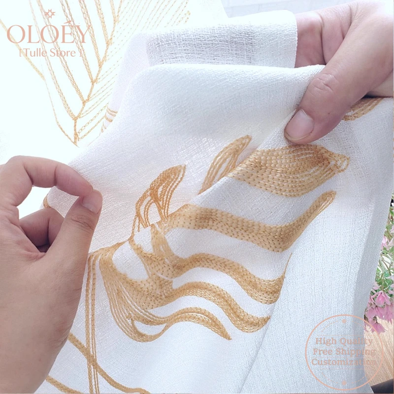 Thick Gauze Curtain for Living Room Light Transmitting Not Transparent Embroidery Sunshade Bedroom Windowsill Simple Hook Decor