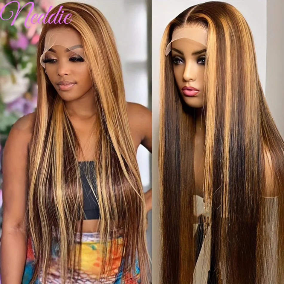 HD Transparente Lace Frontal Peruca para Mulheres, Cabelo Humano Brasileiro Colorido, Cabelo Liso, Perucas Baratas, Escolha, 13x6, 30 ", 40"