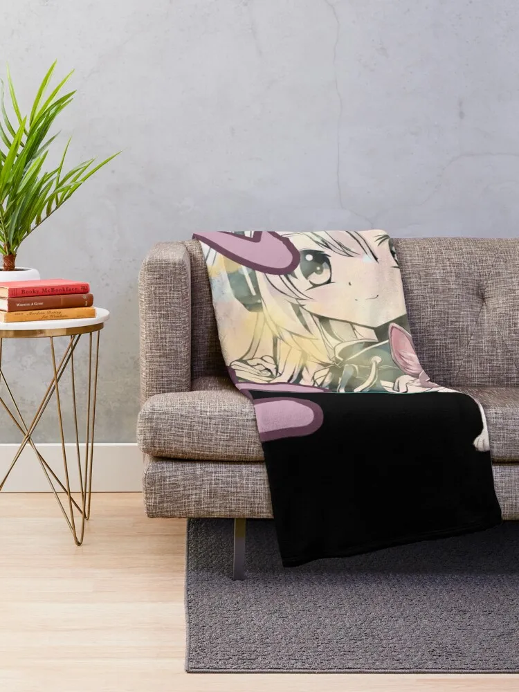 Anime Shojo Girl Cute Throw Blanket For Decorative Sofa Loose Blankets