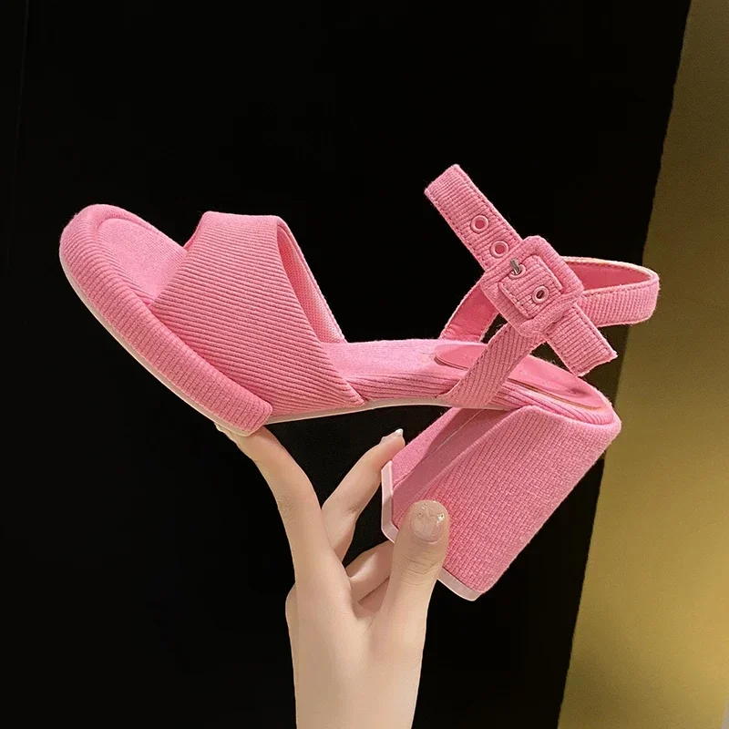 Yujie\'s Temperament with High Heels and A Single Character Design Girl Pink Sandals for Summer Dresses Shoes Woman 2024 Trend