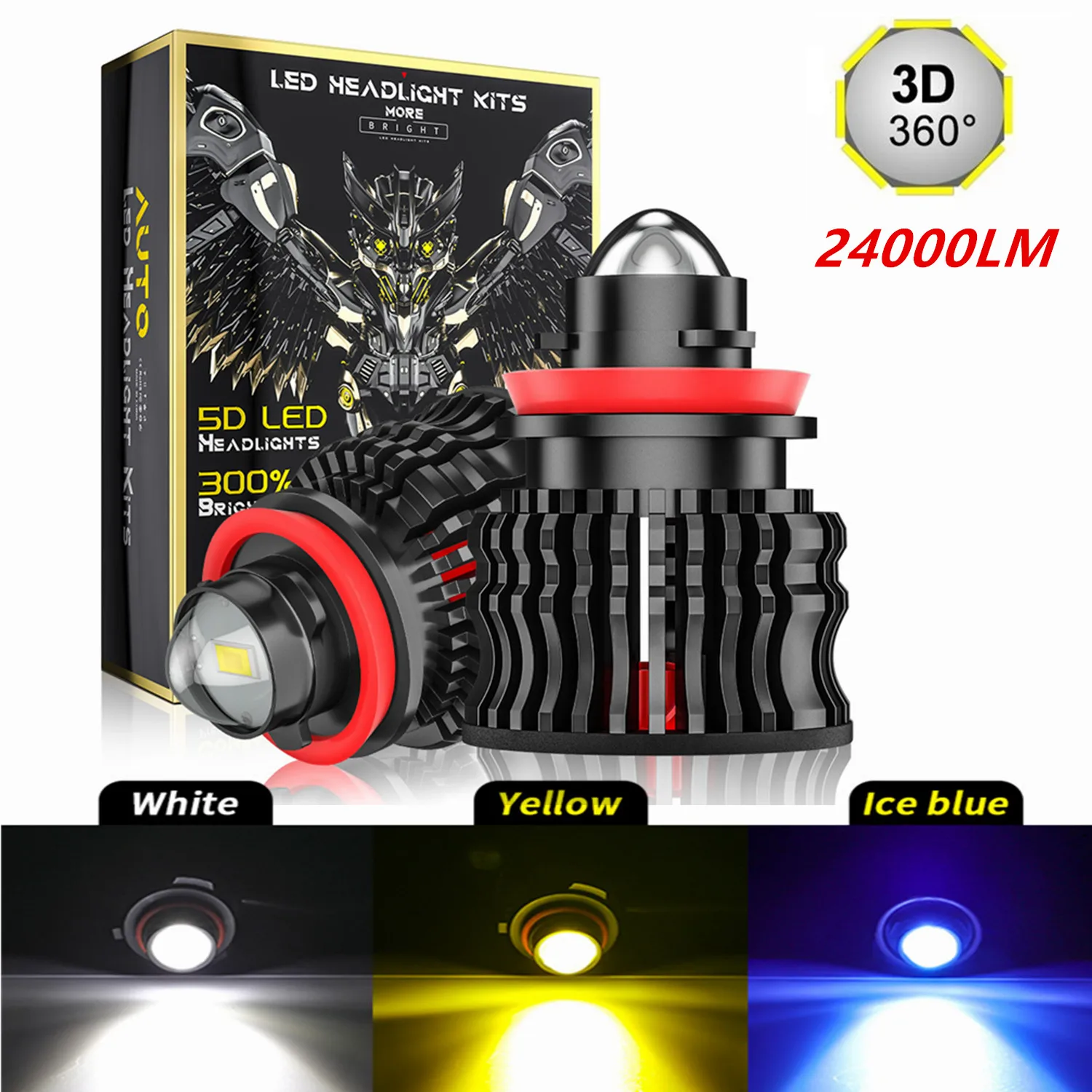 

2Pcs 3D 360 H8 H9 H11 Led Car Headlights Bulbs 24000LM 9005 HB3 9006 HB4 120W Automotive Fog Lights Turbo Mini Front Foglamp