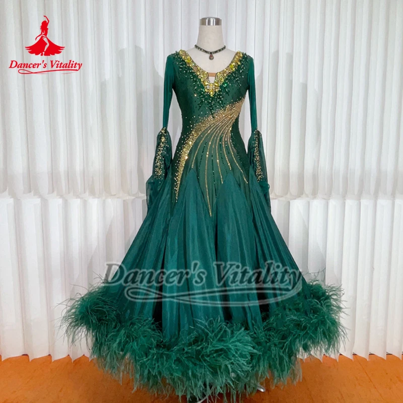 

Бальные танцы, страусиные перья, V-образная спина, большие качели, платья на заказ для взрослых, танго, вальс, фокстрот, профессиональная одежда для выступлений