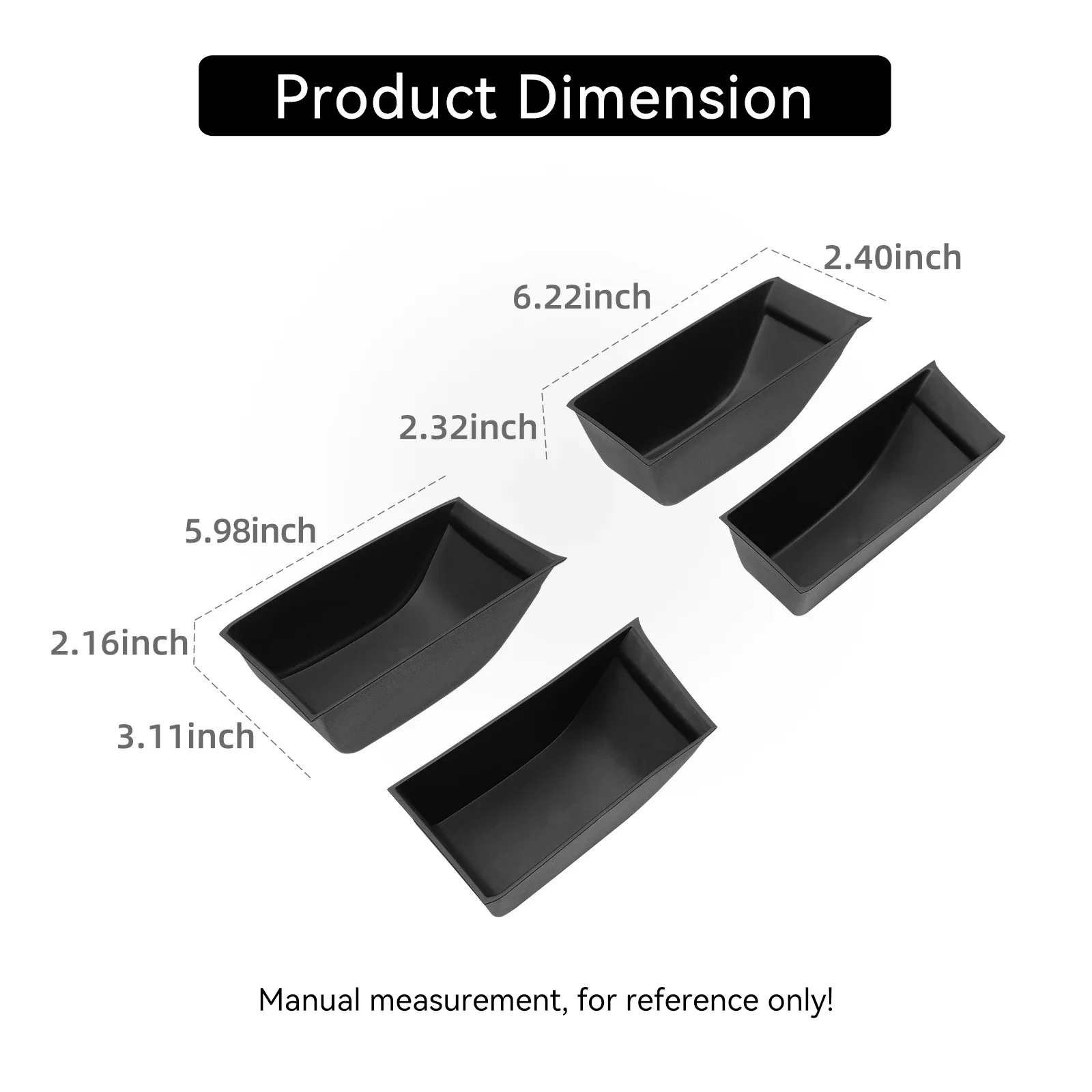 For BYD ATTO 3 EVO / YUAN PLUS 2025 2026 Car Door Handle Storage Box TPE Front Rear Door Storage Tray Organizer Accessories 4