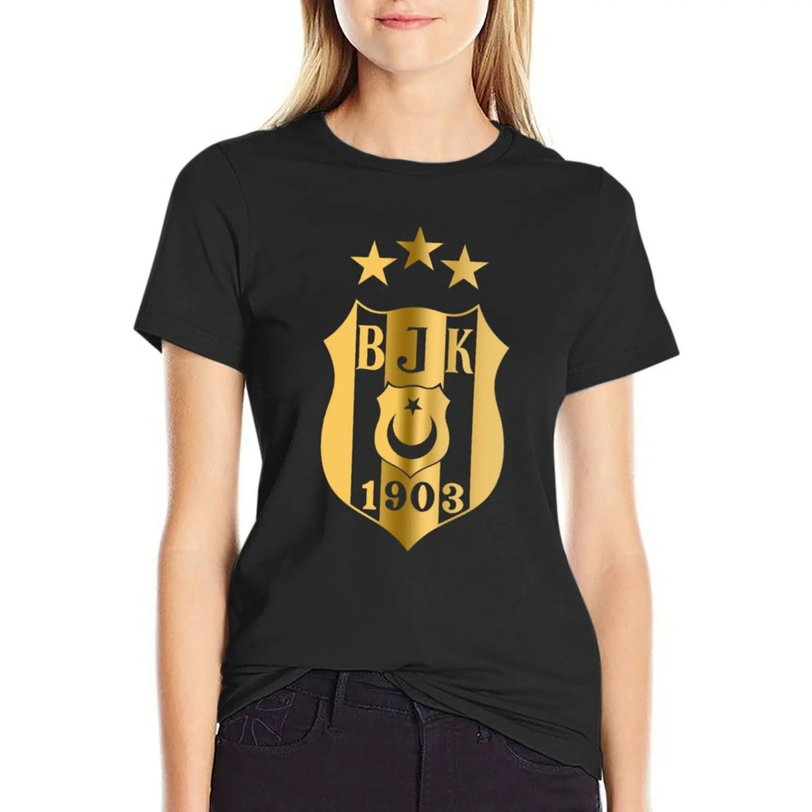 Istanbul Besiktas Golden Logo T-Shirt summer tops sweat plain plus sizes t shirts for Women graphic