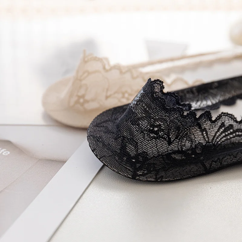 Onzichtbare sokken dames zomer dunne ondiepe mond katoenen onderkant siliconen antislip kanten bootsokken Calcetines De Barco