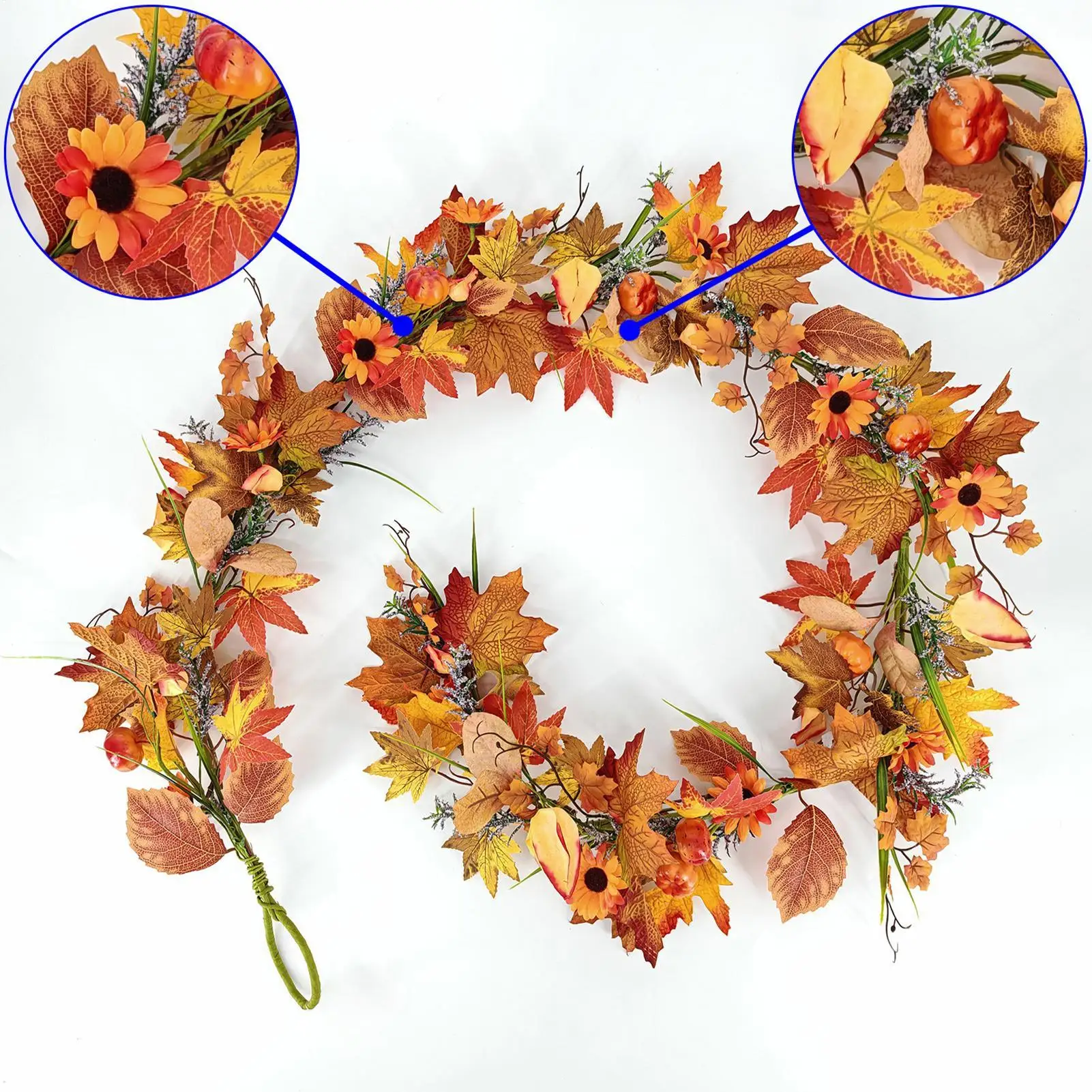 

Осенние листья тыквенная гирлянда осень искусственный подсолнух и ромашка гирлянда уличные украшения на День Благодарения для вечерние камина