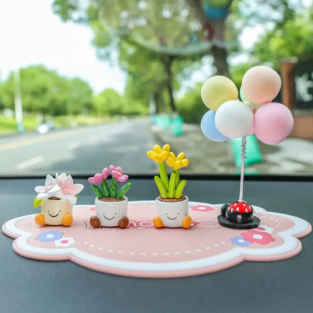 Flower Pot Car Ornaments Cartoon Gardenia Flower Car Dashboard Figure Bell Orchid Love Potted Plants Flower Pot Car Decoration