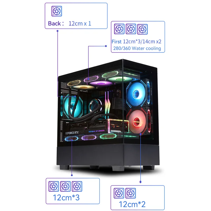 Xuanwu PRO Black PC Case Sea View Room Gaming Computer Desktop M-ATX Motherboard Support 360 Water Cooling 4090 Graphics Card