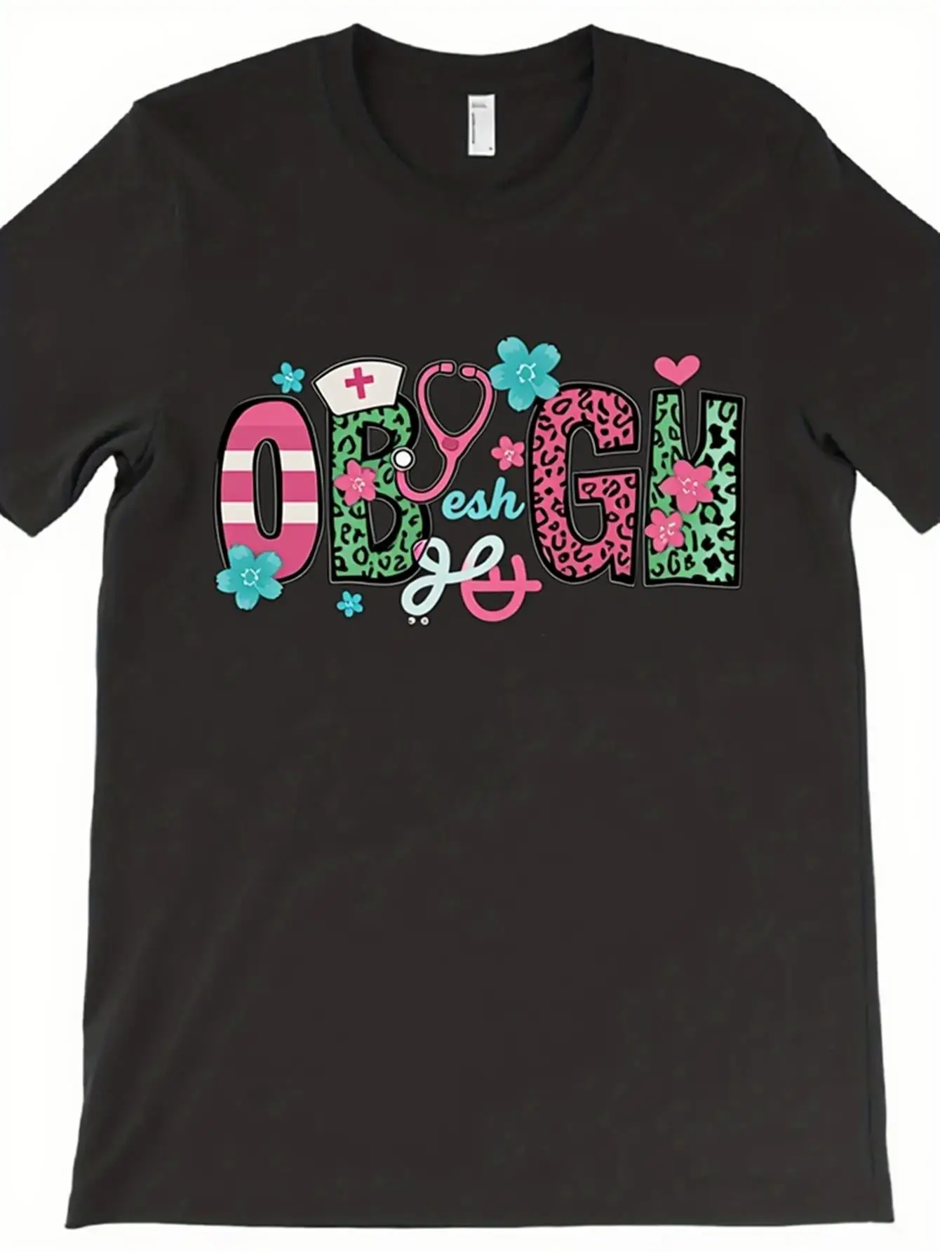 

OBGYN Nurse Life Graphic Tee Women's Round Neck Short Sleeve Casual Cotton T-Shirt