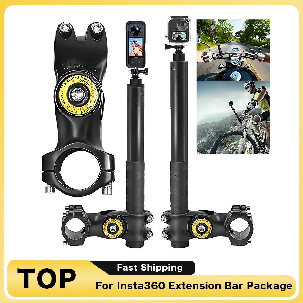 

Motorcycle Bicycle Selfie Stick Monopod Mount Handlebar Bracket for Insta360 X5 X3 X4 GoPro Hero 13 12 11 10 9 8 DJI Accessories