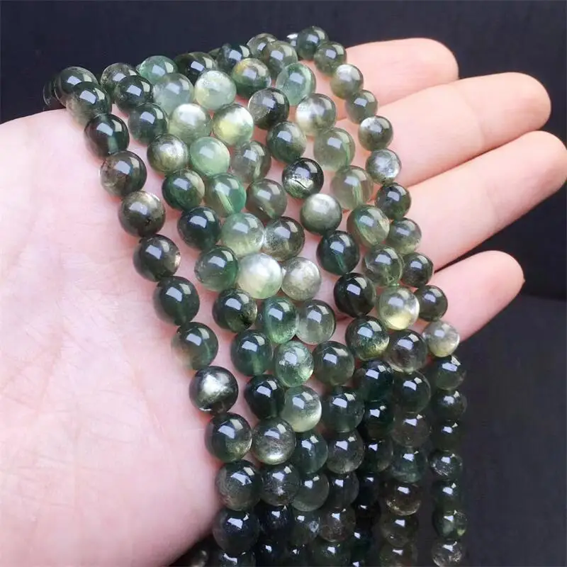 7mm Natural Green Lepidolite Triple Circle Bracelet Accessories Luxury Healing Jewelry Quartz Crystal Stone Bangle 1pcs