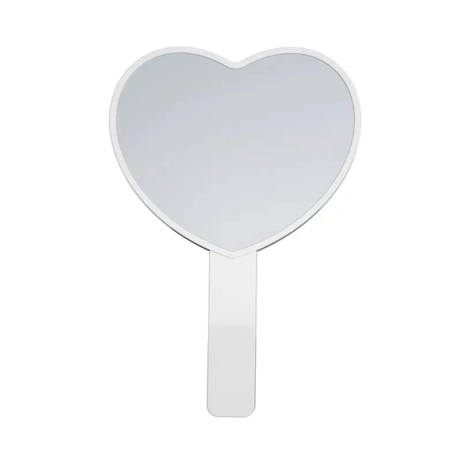 Travel Handheld Heart Shaped Cosmetic Mirror - Portable and Lightweight Makeup Mirror with Handle - Plastic Handheld Makeup Mirr