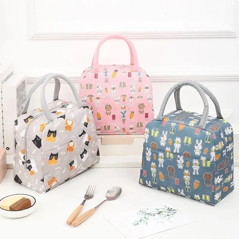 Cartoon Cute Portable Tote Lunch Box Bento Box Animal Pattern Lunch Bag Insulated Food Bag Lunch Box Bag Picnic Bag