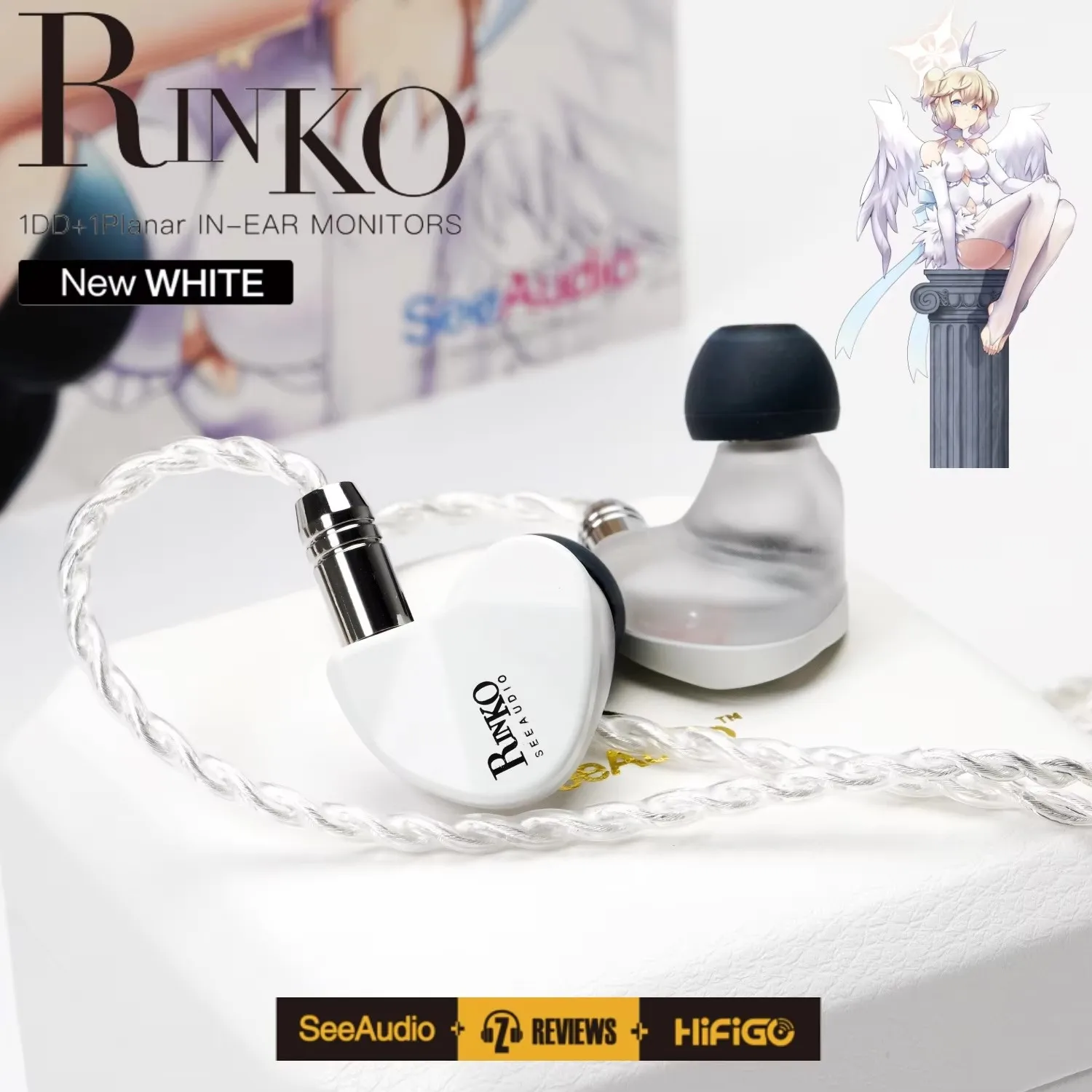 

SeeAudio x Z Review White Rinko Hybrid Earphone 1DD+1Planar In-ear Monitors HiFi Wired Headphone J-POP Music Earbuds 2Pin 0.78