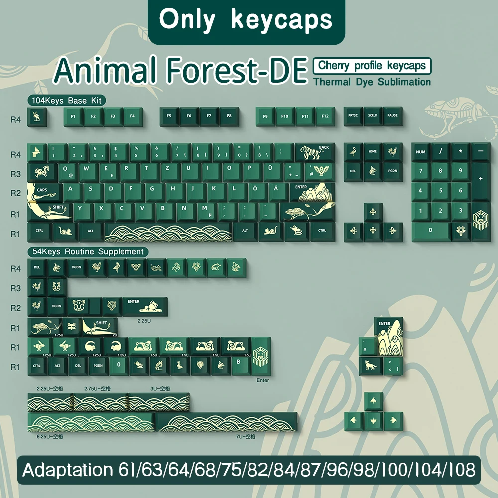 Duitse Keycaps Keyboard Cherry Profile Pbt Sub Dye Iso Layout De Keycaps 136-156 Toetsen Voor Mechanisch Toetsenbord 7u-ruimte