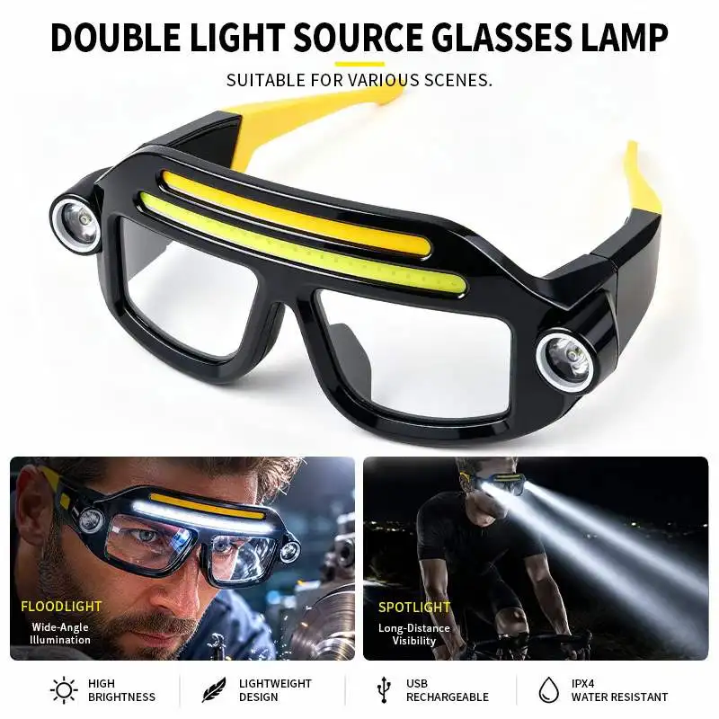 7 Mode Sensor Switch Rechargeable Eyewear Headlamp LED Glasses Light COB XTE Beam Outdoor Camping Fishing Running Work Light