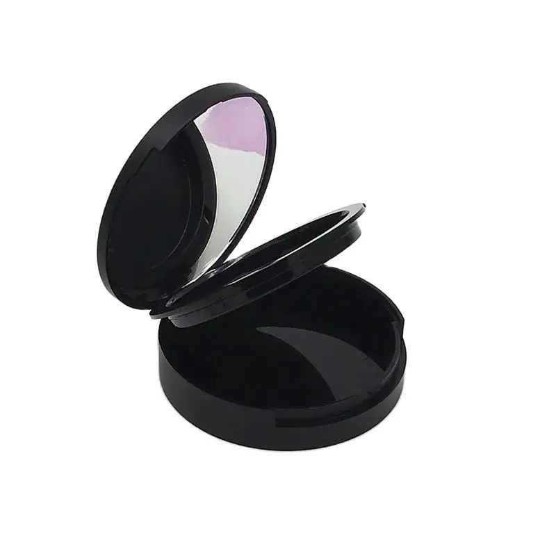 Doppio ombretto scatola vuota plastica rossetto cosmetico Blush nero opaco custodia in polvere 59mm Round Pelettes complementi con specchio