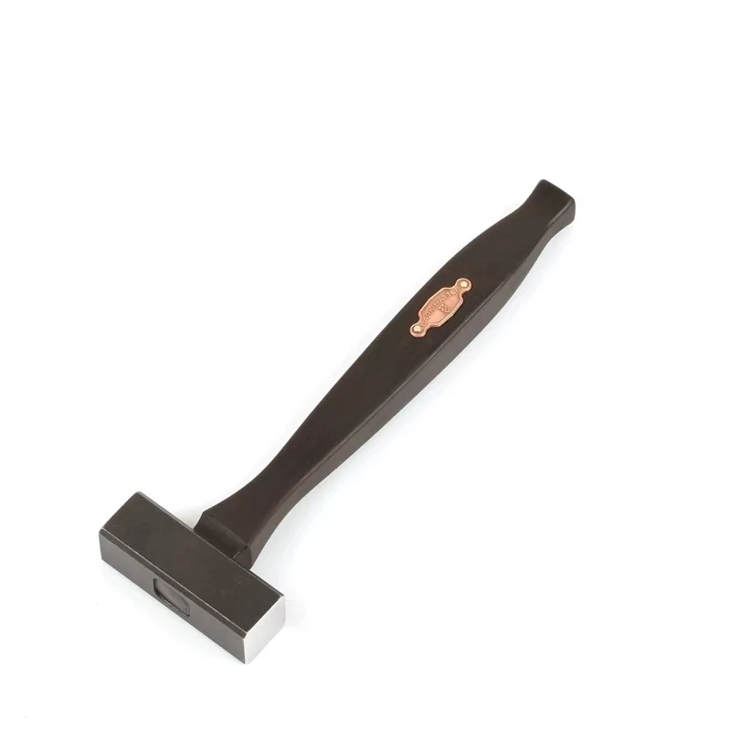 Classic Small Square Leather Hammer 440C Steel HRC57 Ebony Handle CNC 220g Black Stone‑Washed DIY Leathercraft Striking Tool