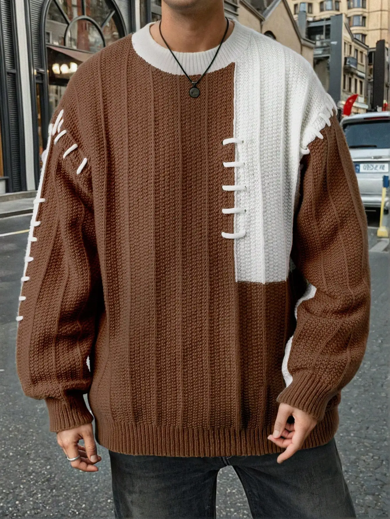 

Мужской свитер в стиле ретро, свободного кроя, осенне-зимний, вязаный, в уличном стиле