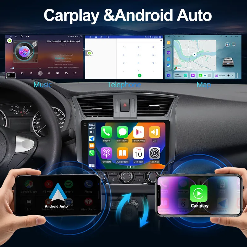 For Nissan Sylphy Sentra 2012-2019 Car Radio Android 14 Multimedia Video Player AI Voice CarPlay Auto Head Unit 4G WiFi GPS