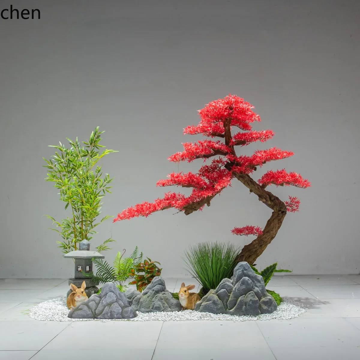 L7-15  Welcoming Pine Artificial Tree Landscape Red Maple Chicken Claw Maple Large Fake Tree for Window