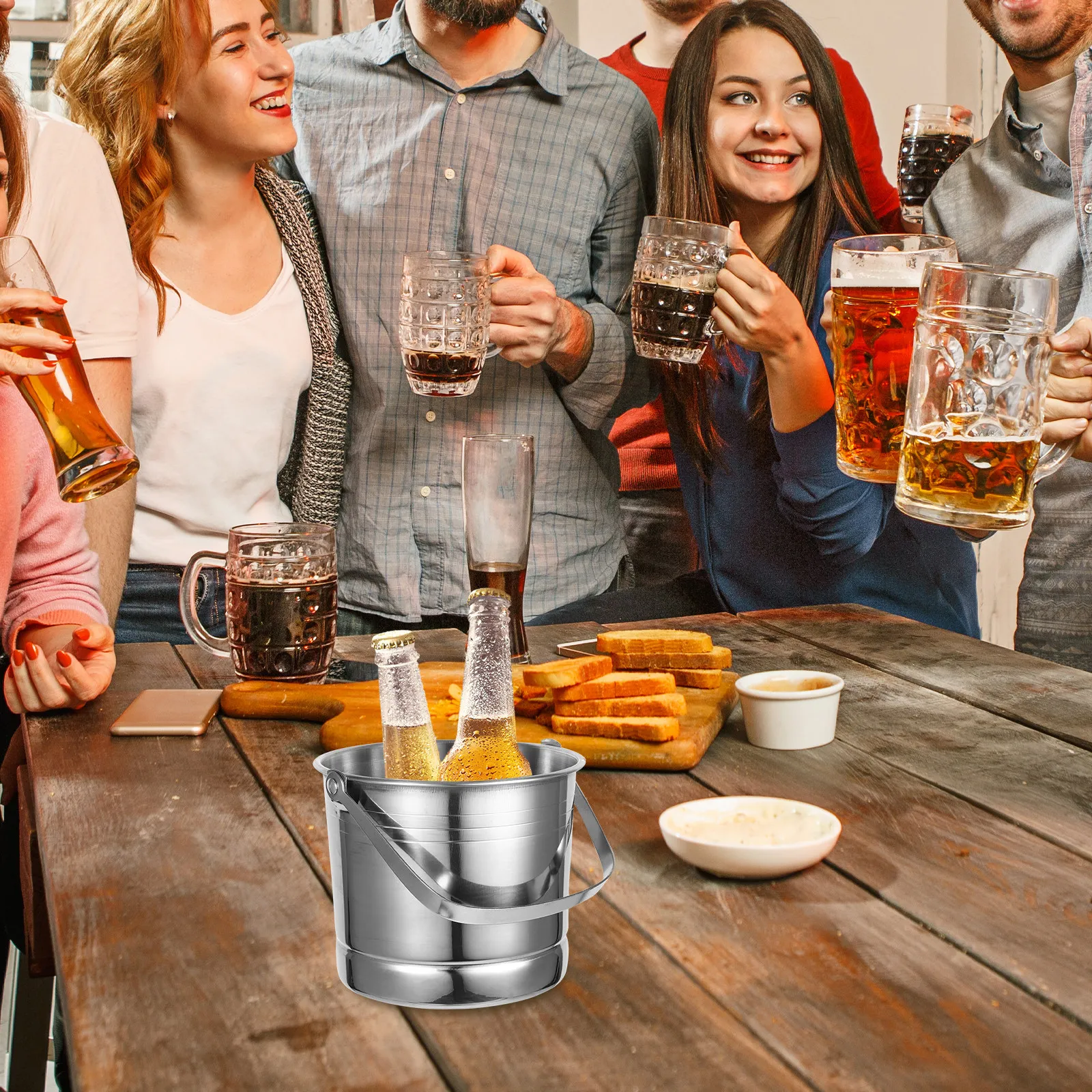 

Stainless Steel Cubes Beer Barrel Storage Holder For Bar Nightclub Portable Wine Bottle Cooling Container Multi-Functional Metal