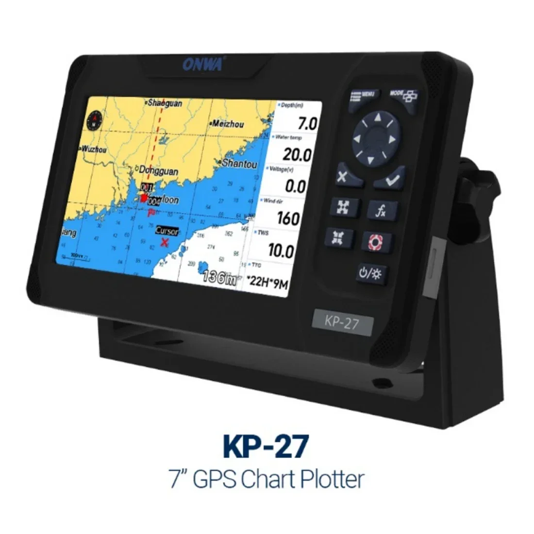 SZGCC Marine KP-27 ONWA Plotter de gráficos GPS marinos de 7 pulgadas GPS SBAS Navegador marino Localizador Función de visualización Barco de barco Soporte GPS