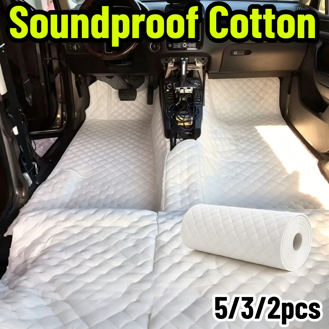 White Quilted Car Soundproof Cotton Self Adhesive Acoustic Insulation Mat Noise Deadening Heat Insulation for Door Floor Trunk