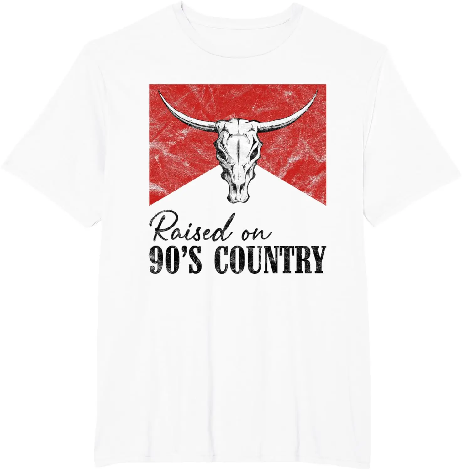 خمر موسيقى الريف الجرافيك تي شيرت الرجال الغربية لونغورن الجمجمة طباعة القطن المتضخم عادية الشارع الشهير تي شيرت قصيرة الأكمام هدية