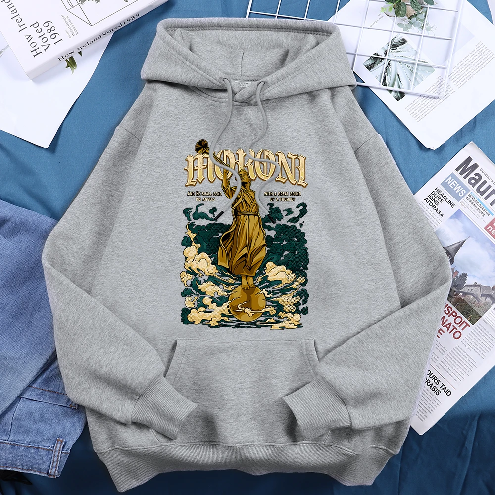 The Angel Moroni Printed Female Hoodies Cotton Causal Sportwear Everyday Versatilesport Shirts Personality Essential Clothing