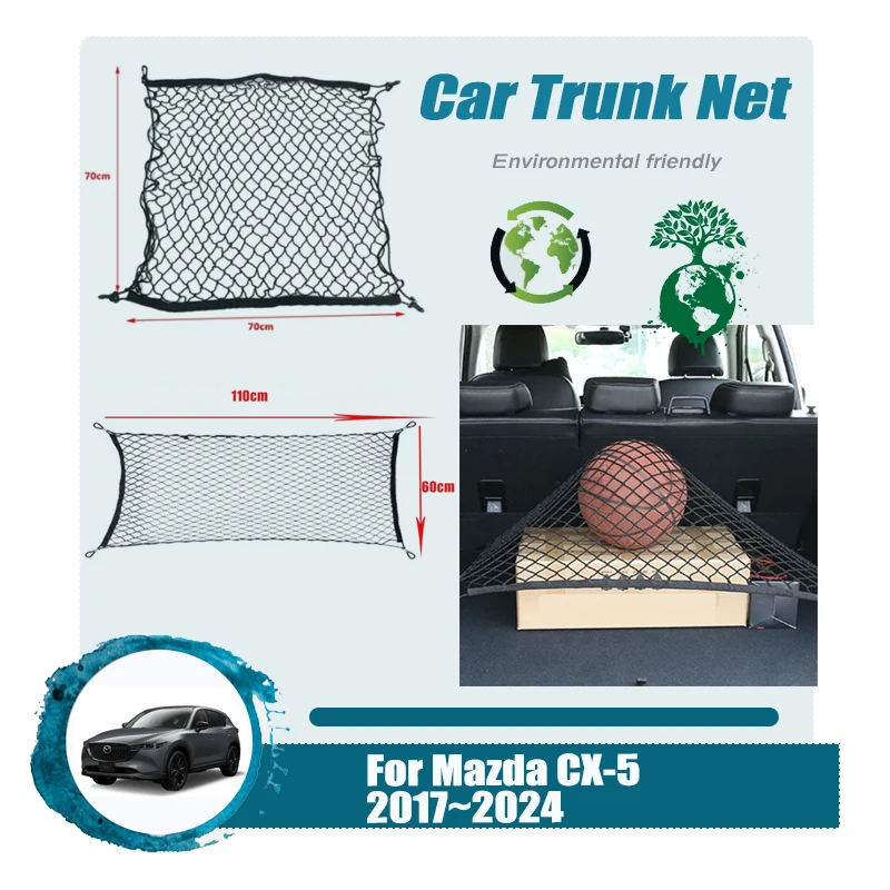 

Car Rear Trunk Nets For Mazda CX-5 CX5 CX 5 KF MK2 2017~2024 Nylon Organizer Elastic Luggage Bag Holder Pockets Auto Accessories