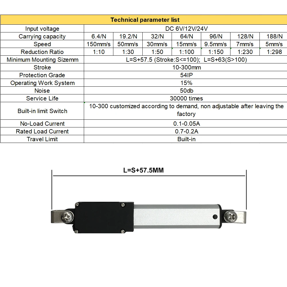 Micro Linear DC6V/12V/24V Thrust Actuator Mini Electric Cylinder Push Rod10-200mm Stroke for Remote Controls Robotics Automation - Image 2