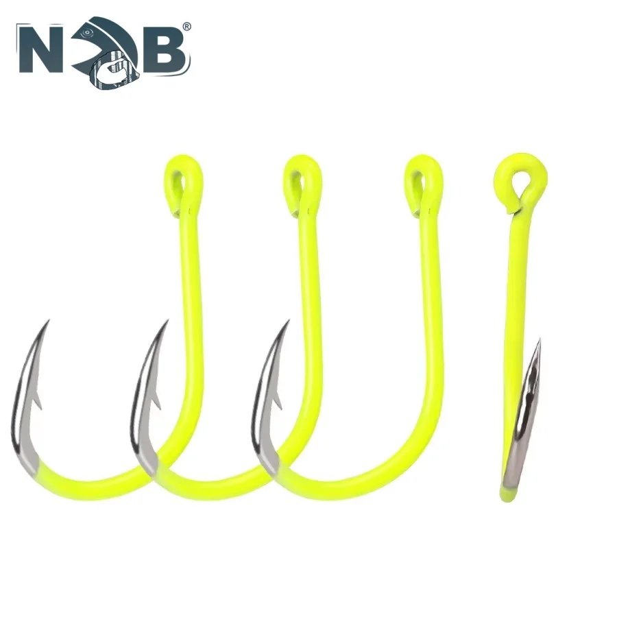 NGB 50PCS ISEAMA Fishing Hook Barbed High Carbon Steel Yellow 1/0#-10# Single Carp Hook With Ring Freshwater