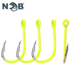 NGB 50PCS ISEAMA Fishing Hook Barbed High Carbon Steel Yellow 1/0#-10# Single Carp Hook With Ring Freshwater