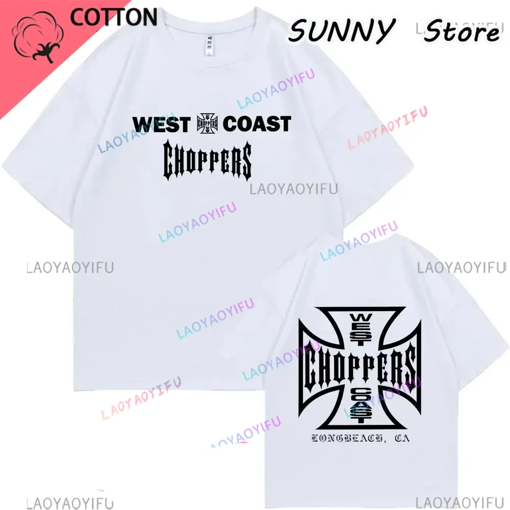 2024 New Vintage West Coast Choppers T Shirts Male Casual Pure Cotton T-shirt Men Women's Hip Hop Fashion Oversized Streetwear