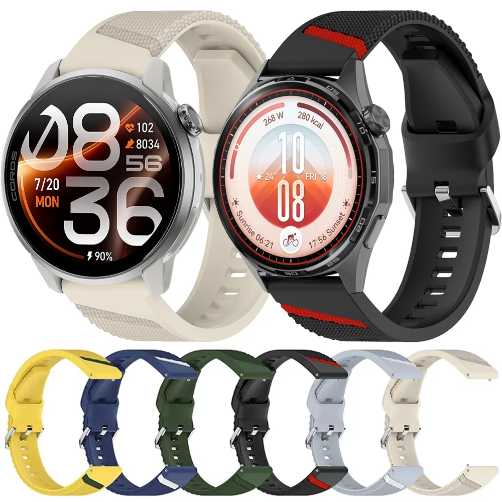 22mm Official Wave Point Silicone Strap for Huawei Watch GT7/GT7 Pro/GT6/5/4/3 46mm Replace Wristband for Amazfit Balance 3 2 1