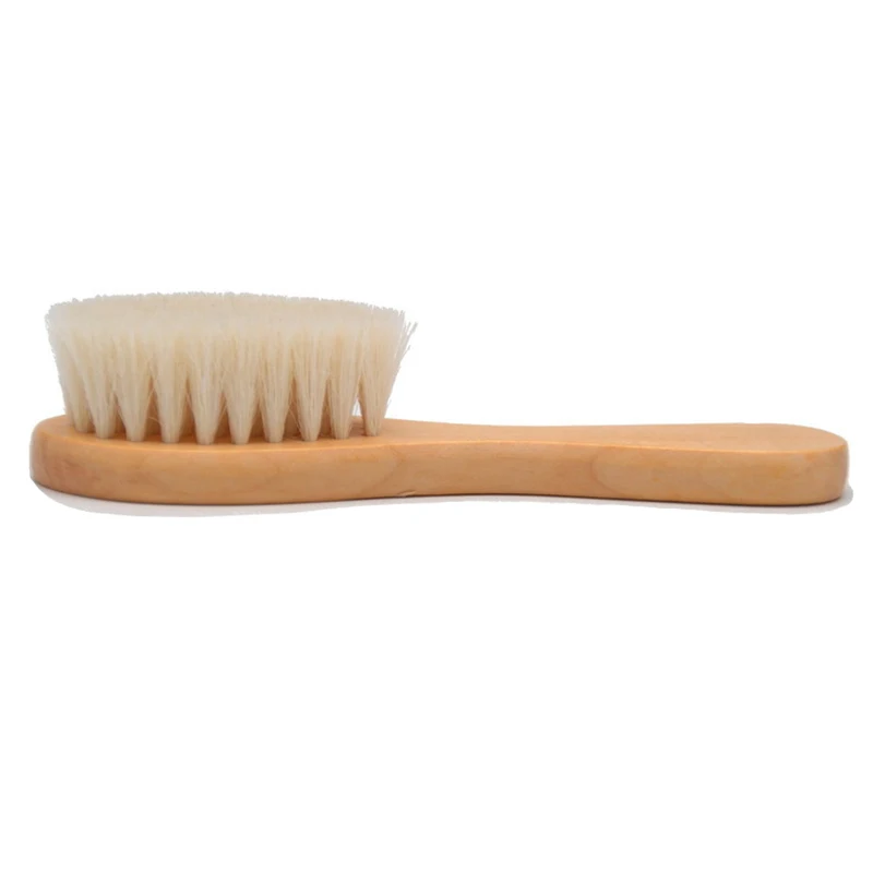 Soft Goat Bristles Shower Brush Wooden Handle Super Soft Scrubber Bath Brush Baby Hair Skin Body Massage Cleaning Tool