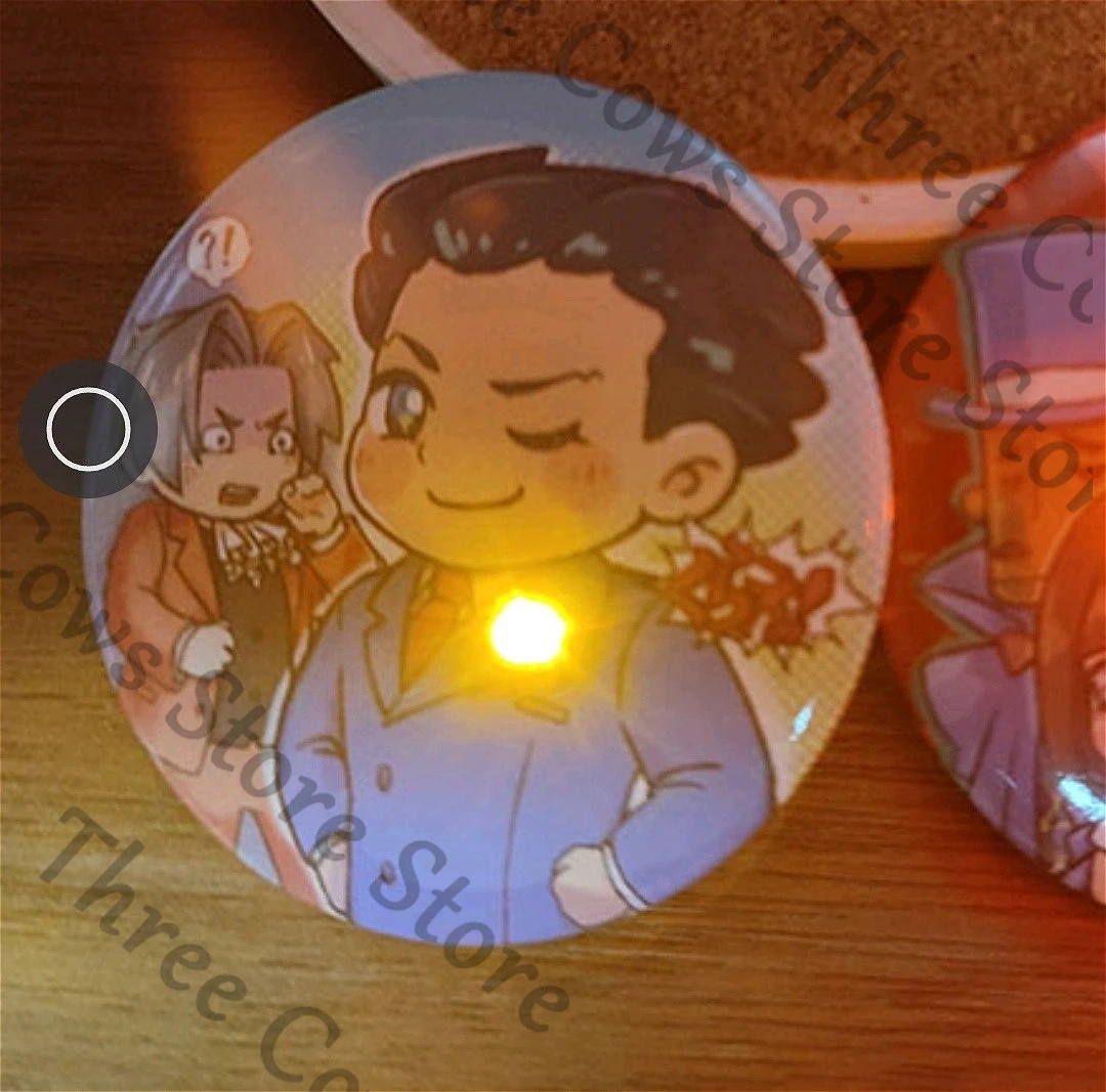 

Anime Ace Attorney Phoenix Wright Miles Edgeworth Cosplay Cartoon Give Out Light Badge Ornament Emblem Pendant Mascot Fans Gift