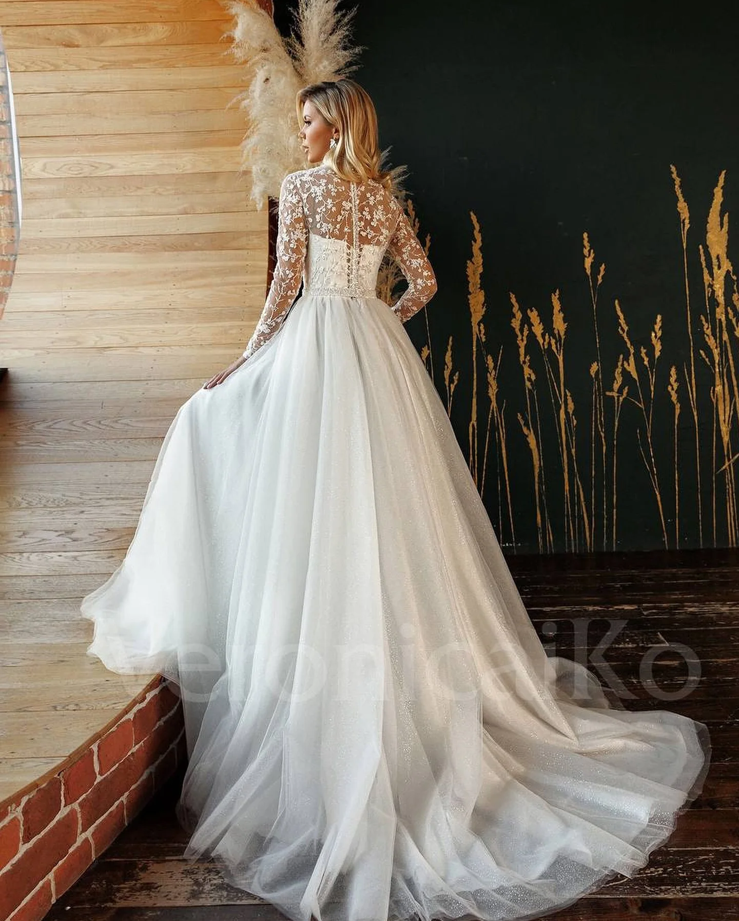 Msikoods-vestido de novia con purpurina, encaje, cinturón de cristal, perla, vestido de novia bohemio, vestido de novia de manga larga de lujo personalizado