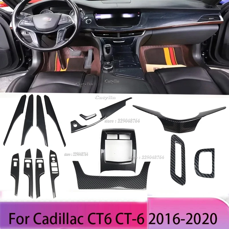 LHD For Cadillac CT6 2019 2020 ABS Carbon Fiber Interior Center Gear Shift Frame Cover Panel  Gear Shift Panel Protective Trim
