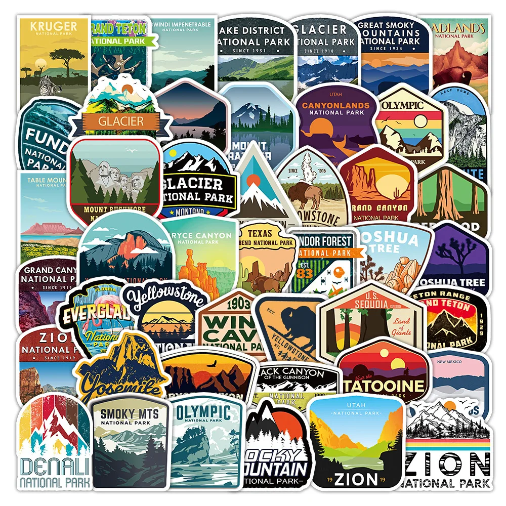 

10/50PCS Natural Park Scenery Slogan Cartoon Graffiti Decoration Laptop Mobile Case Suitcase Waterproof Sticker Kids Toy