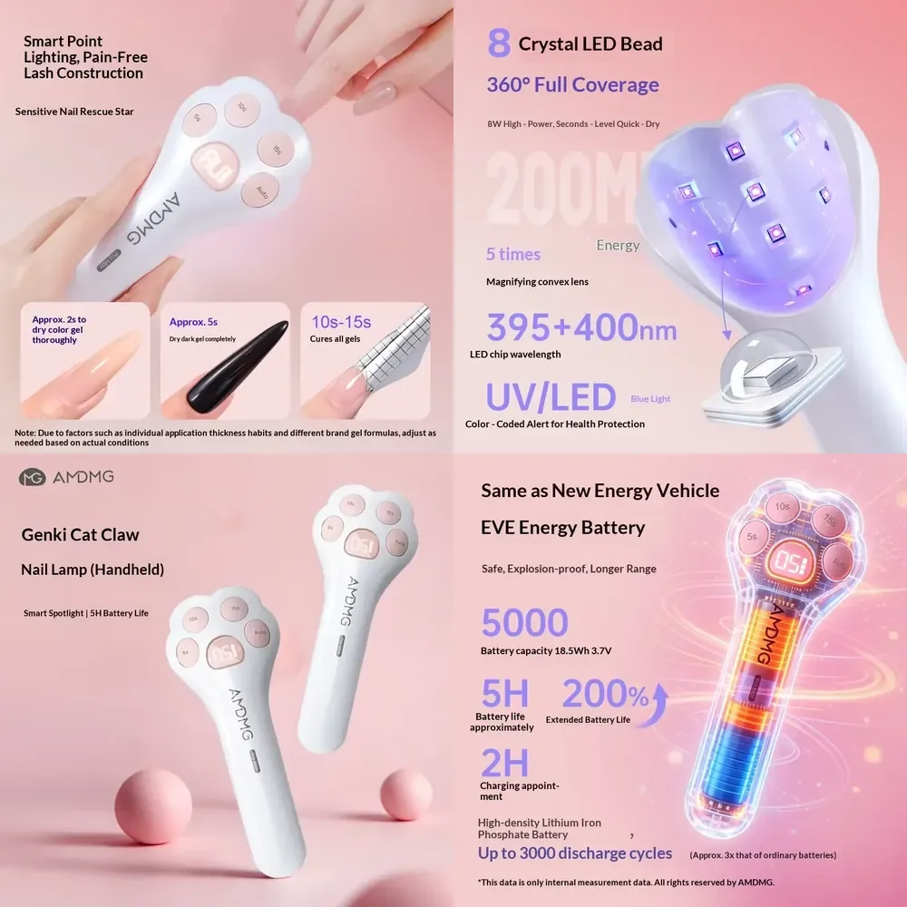 AMDMG Mini Portable 395nm 400nm Rechargeable Nail Gel Lamp Uv Led Nail Lamp for Nails
