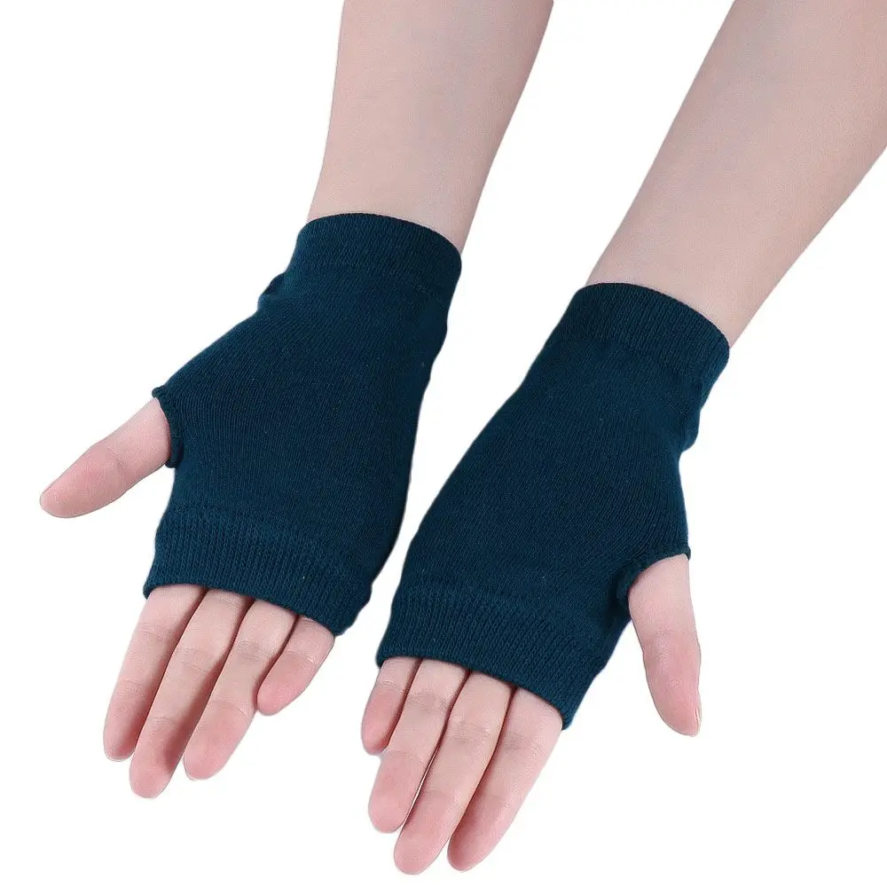 1 Pair Crochet Knitting Gloves Fingerless Hand Warmer Stretchy Cycling Gloves Faux Wool Mittens Half Finger Gloves Half Mitten