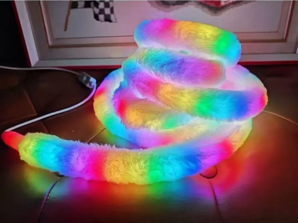 Round 360-Degree Luminous LED Dragon Scale Smart RGB Colorful Woven Light Strip, Flexible Neon Pipeline-Shaped Light Strip