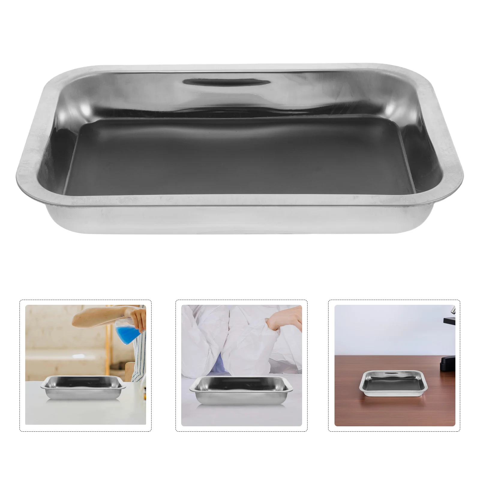 

Stainless Steel Dissecting Tray 26X19X4Cm Lab Dissection Plate Biology Science Experiment Wax Organizing Pan Specimen Storage
