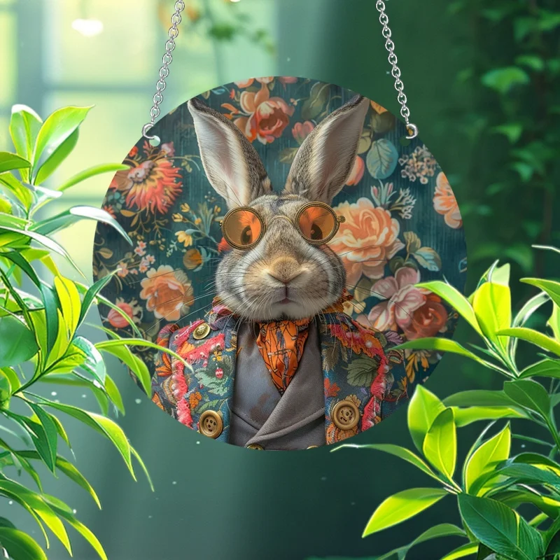 Glamorous Rabbit Gentleman Acrylic Sun Catcher,garden,home,room,decor,versatile hanging decorations,etc-ideal housewarming gift