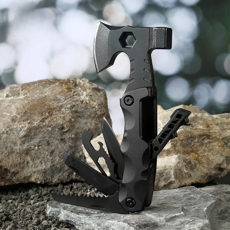 Foldable Multifunctional Axe Hammer Multi Tool EDC Survival Gear With Knife Saw Pliers Wrench Outdoor Camping Emergency Repair