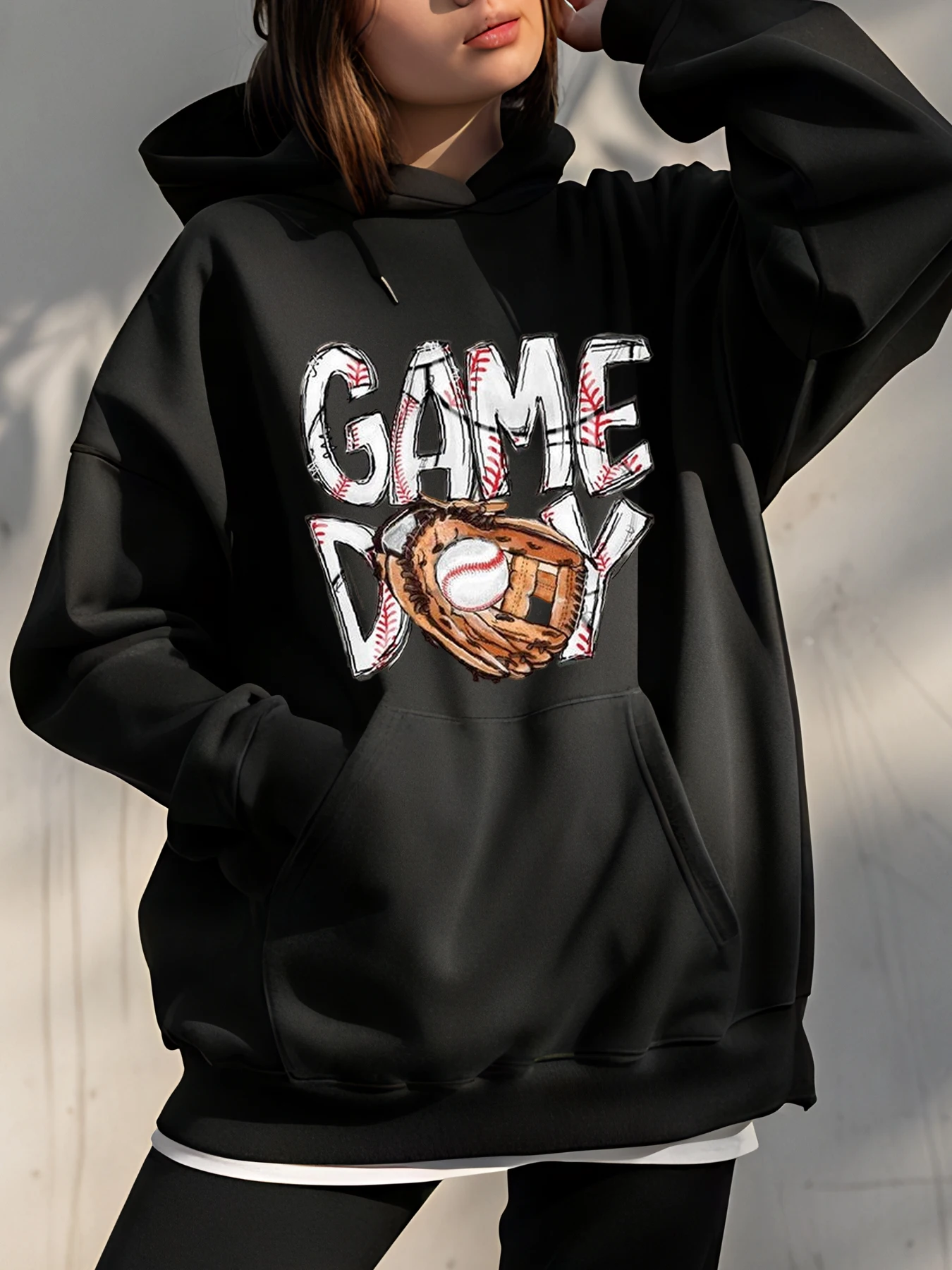 Sudadera con capucha de béisbol con estampado del día del juego, sudadera unisex, ropa deportiva informal para hombres y mujeres