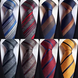 New 8CM Mens Necktie Striped Stripes Ties For Man Groom Jacquard Woven Neck Tie For Men Business Wedding Party